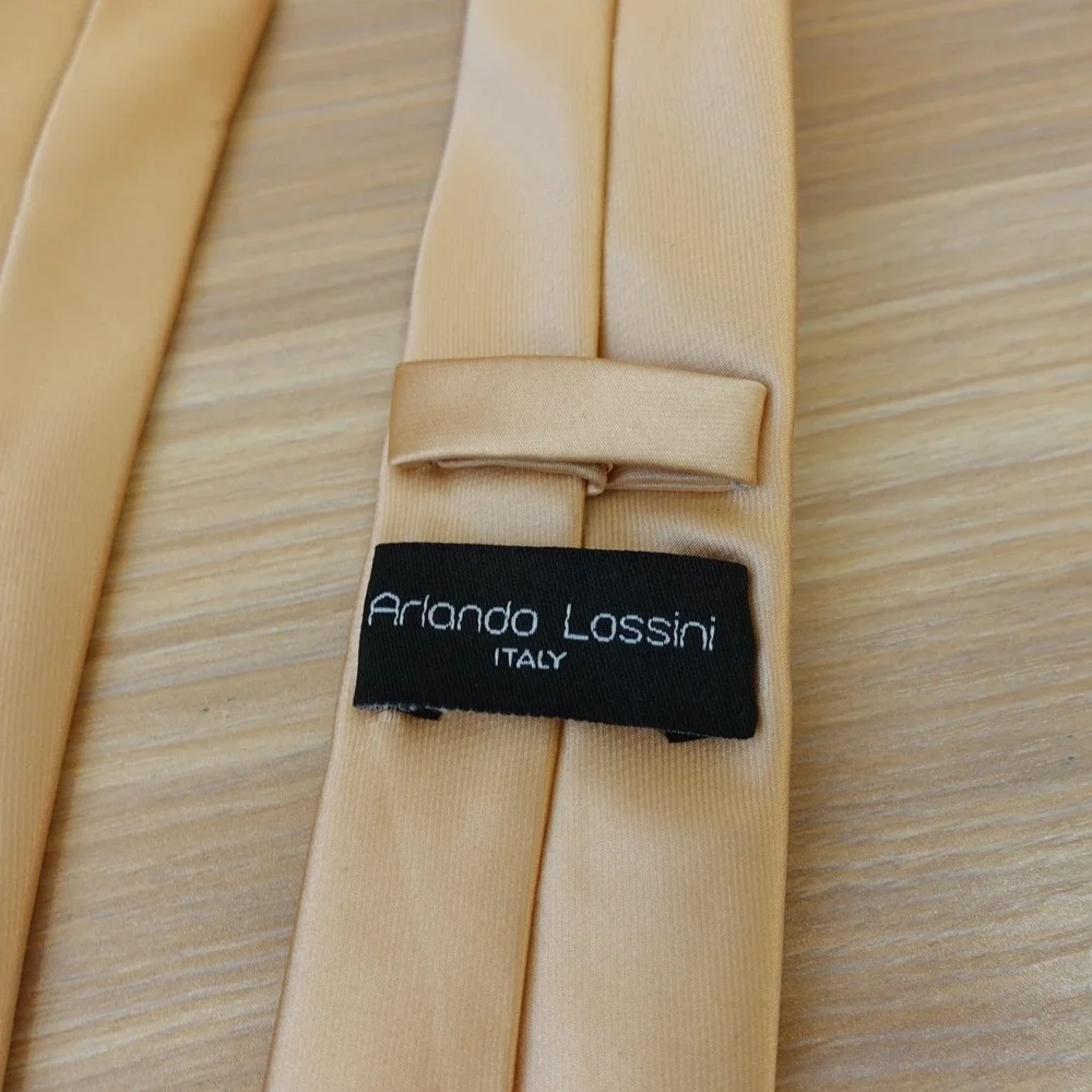 Italian Champagne Gold Neck Tie Mens Skinny Solid Formal Wedding ARLANDO ARSINI